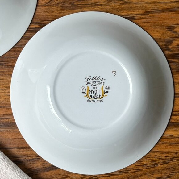 Folklore Ironstone ware by Myott England 2 Cereal Bowls 6,5" Brown Flowers - Picture 11 of 13